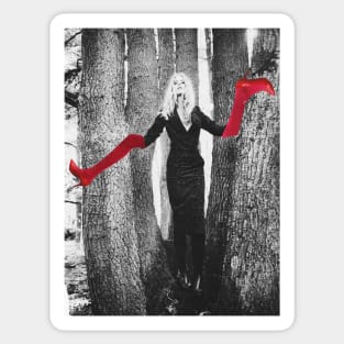 Red Boots Girl in the Woods Sticker